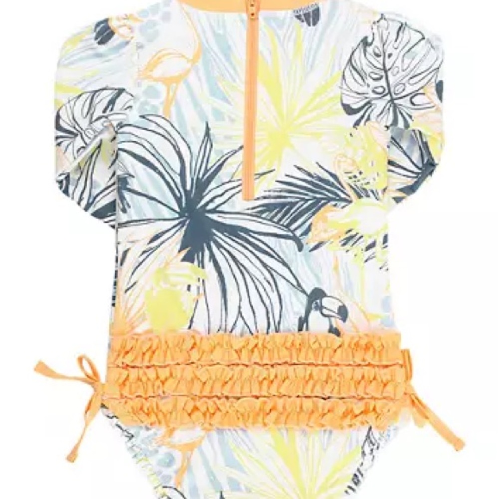 Ruffle Butts Yellow and Blue Rashguard Swimwear